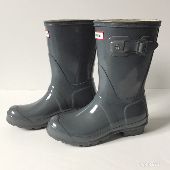 Short Gloss Rain Boots Dark Slate 